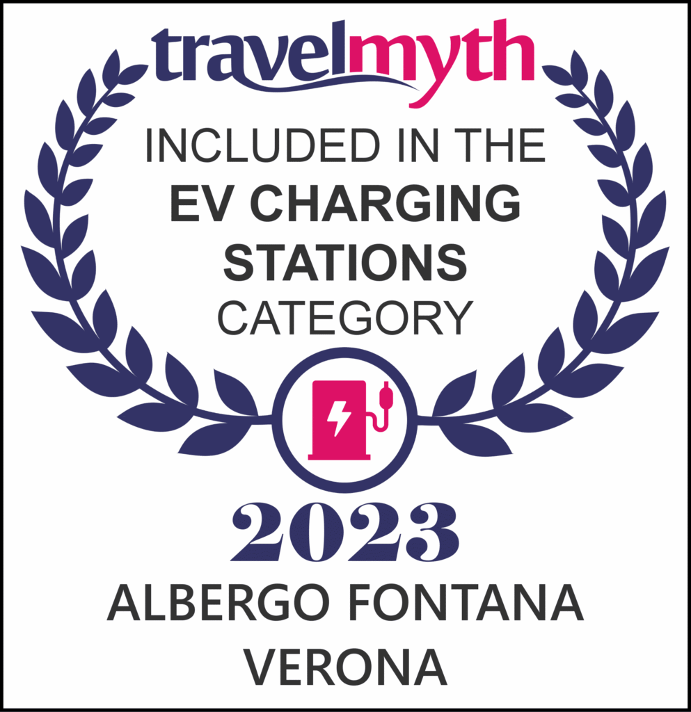 Riconoscimento Travelmyth all'Albergo Fontana come struttura dotata di colonnina ricarica di auto elettriche a Verona